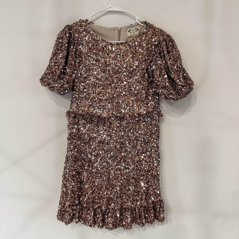 mia joy joyfolie blush gold sequin impact party christmas dress Sz 12